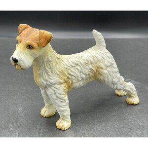 Vintage Wire Fox Terrier Dog Ceramic Textured Hand Painted Show Pose